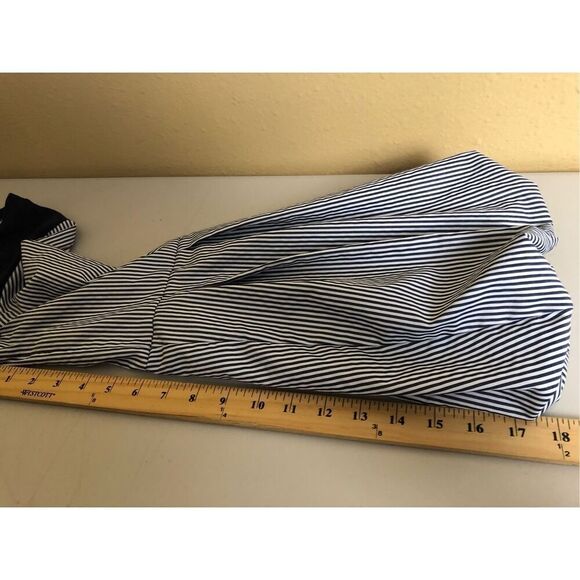 Halogen  Blouse Long Bell Sleeves  Navy Blue Striped Size S - Picture 11 of 13